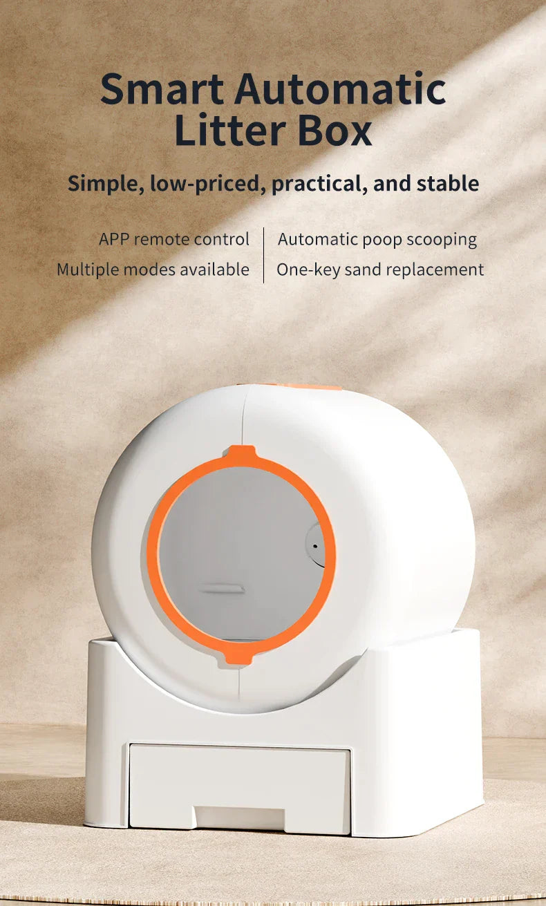 KFX-104147 Smart Self-Cleaning Cat Litter Box with Odor Control, 64L Capacity, APP-Controlled, Quiet Operation