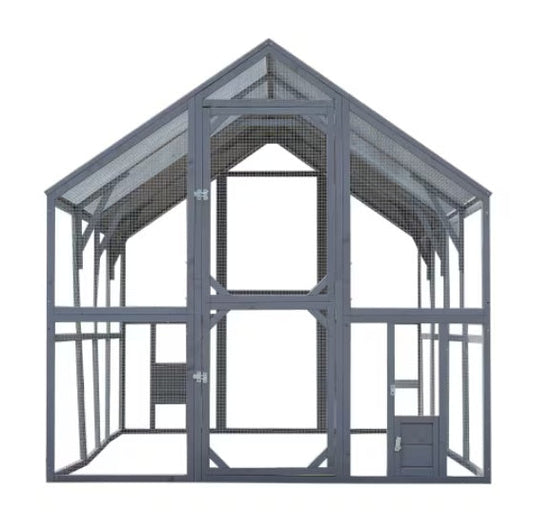 KFX-1041725 Large Outdoor Chicken Coop Fence with Waterproof Cover and Spacious Play Area