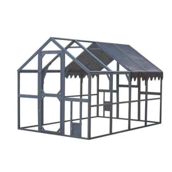 KFX-1041725 Large Outdoor Chicken Coop Fence with Waterproof Cover and Spacious Play Area