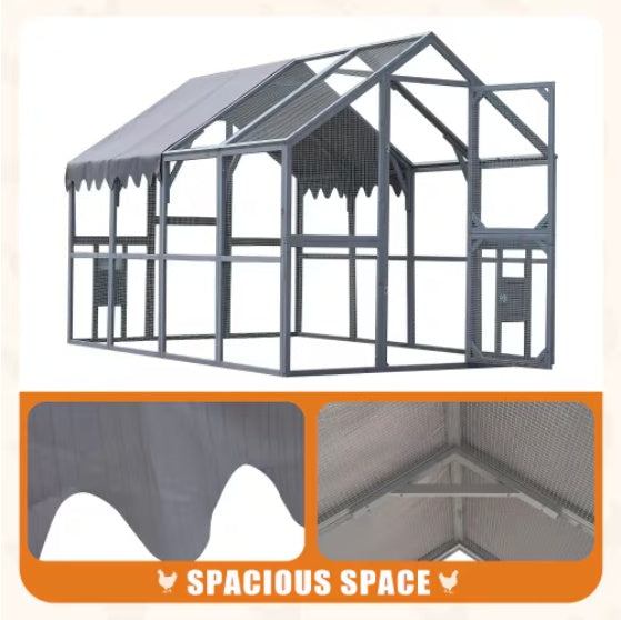 KFX-1041725 Large Outdoor Chicken Coop Fence with Waterproof Cover and Spacious Play Area