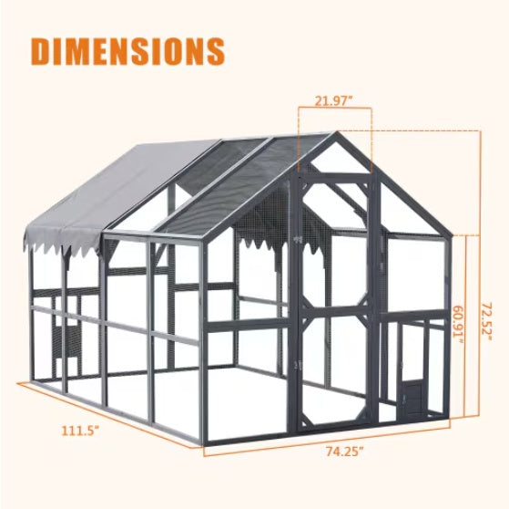 KFX-1041725 Large Outdoor Chicken Coop Fence with Waterproof Cover and Spacious Play Area