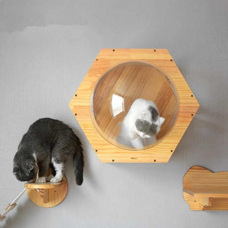 KFX-1042109 Solid Wood Cat Scratching Post with Drilling Hole - Modern Cat Tree Toy