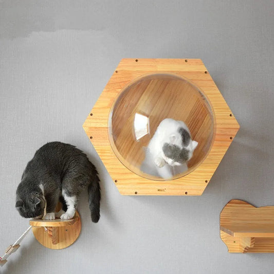 KFX-1042109 Solid Wood Cat Scratching Post with Drilling Hole - Modern Cat Tree Toy