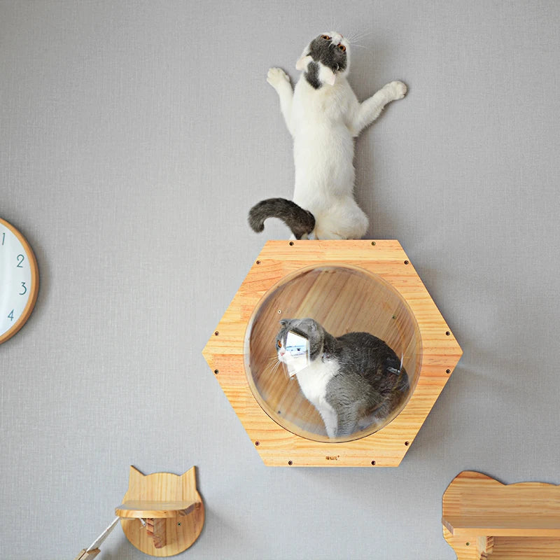 KFX-1042109 Solid Wood Cat Scratching Post with Drilling Hole - Modern Cat Tree Toy