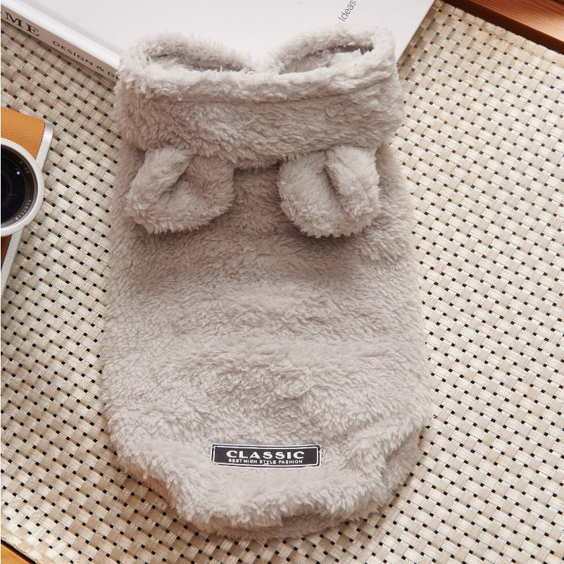 KFX-1044413 Double-Sided Velvet Dog Clothes in Pink, Apricot, and Gray Sizes S-XXL