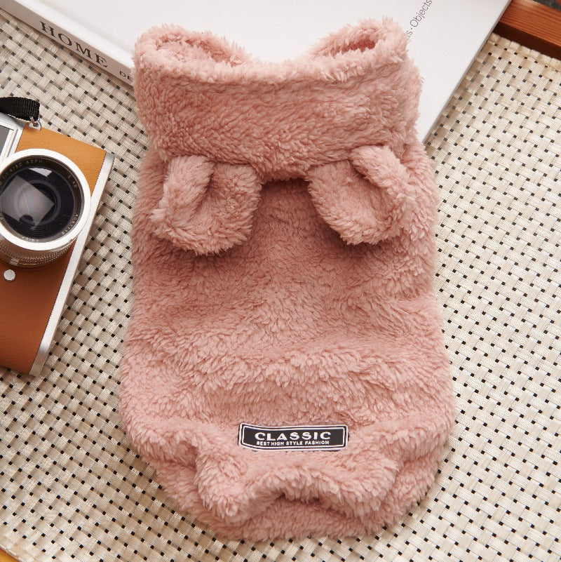 KFX-1044413 Double-Sided Velvet Dog Clothes in Pink, Apricot, and Gray Sizes S-XXL