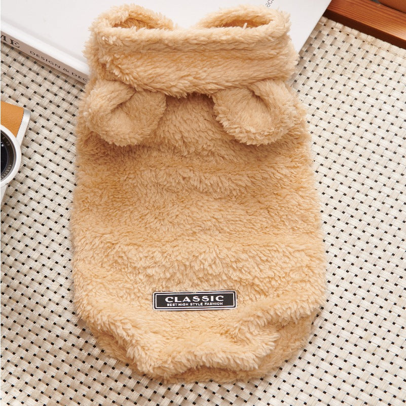 KFX-1044413 Double-Sided Velvet Dog Clothes in Pink, Apricot, and Gray Sizes S-XXL