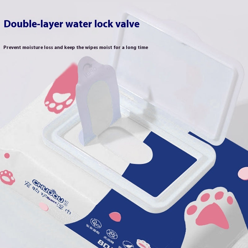 KFX-1045693 80-Drawer Wash-Free Antibacterial Pet Wipes for Cats and Dogs – Ideal for Cleaning, Care, and Deodorization