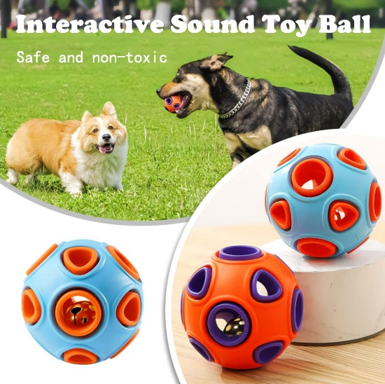 KFX-1046461 Interactive Dog Rubber Balls with Bell Sound - 2-Pack Chew Toys for Small Dogs and Puppies