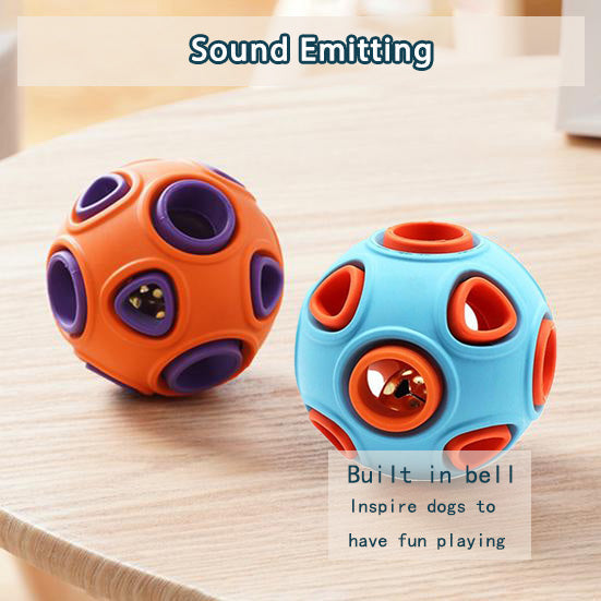 KFX-1046461 Interactive Dog Rubber Balls with Bell Sound - 2-Pack Chew Toys for Small Dogs and Puppies
