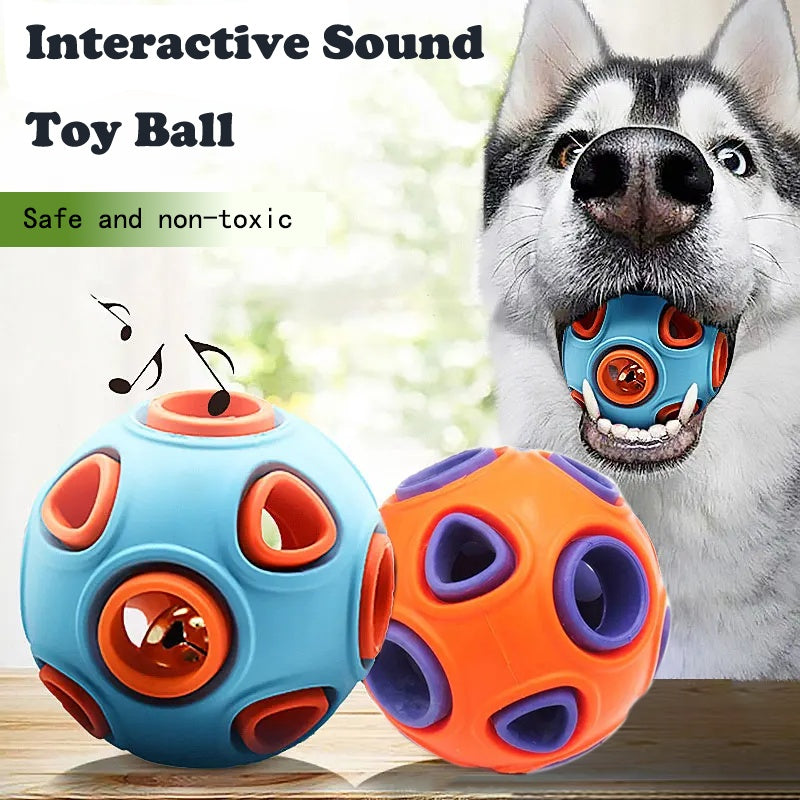 KFX-1046461 Interactive Dog Rubber Balls with Bell Sound - 2-Pack Chew Toys for Small Dogs and Puppies