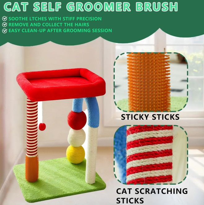 KFX-1047101 Multi-Function Cat Tree with Sisal Scratchers, Interactive Toys, and Cozy Resting Areas