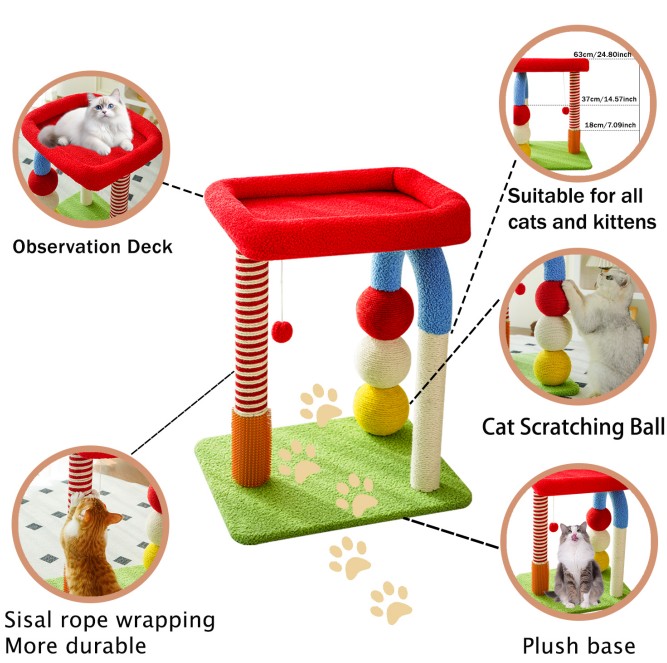 KFX-1047101 Multi-Function Cat Tree with Sisal Scratchers, Interactive Toys, and Cozy Resting Areas