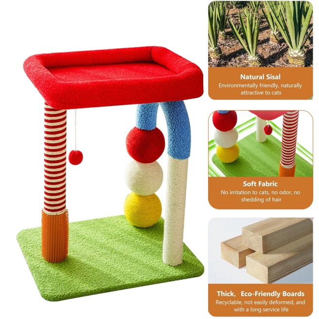 KFX-1047101 Multi-Function Cat Tree with Sisal Scratchers, Interactive Toys, and Cozy Resting Areas