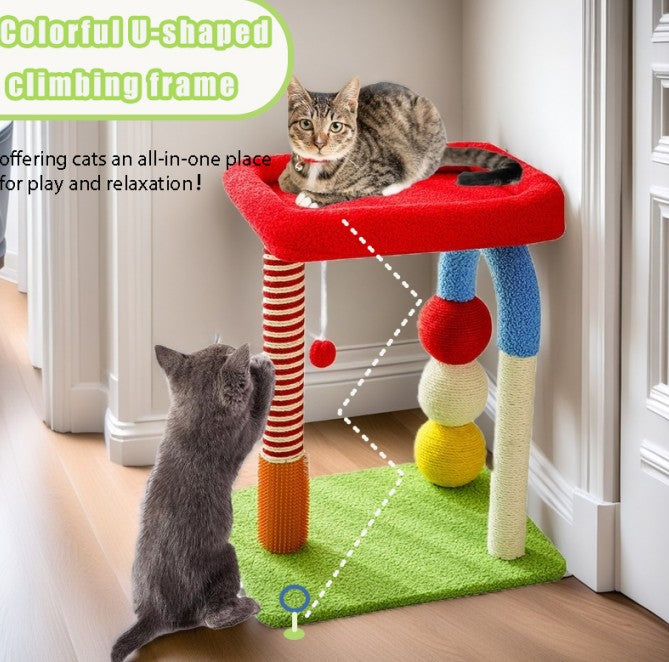 KFX-1047101 Multi-Function Cat Tree with Sisal Scratchers, Interactive Toys, and Cozy Resting Areas