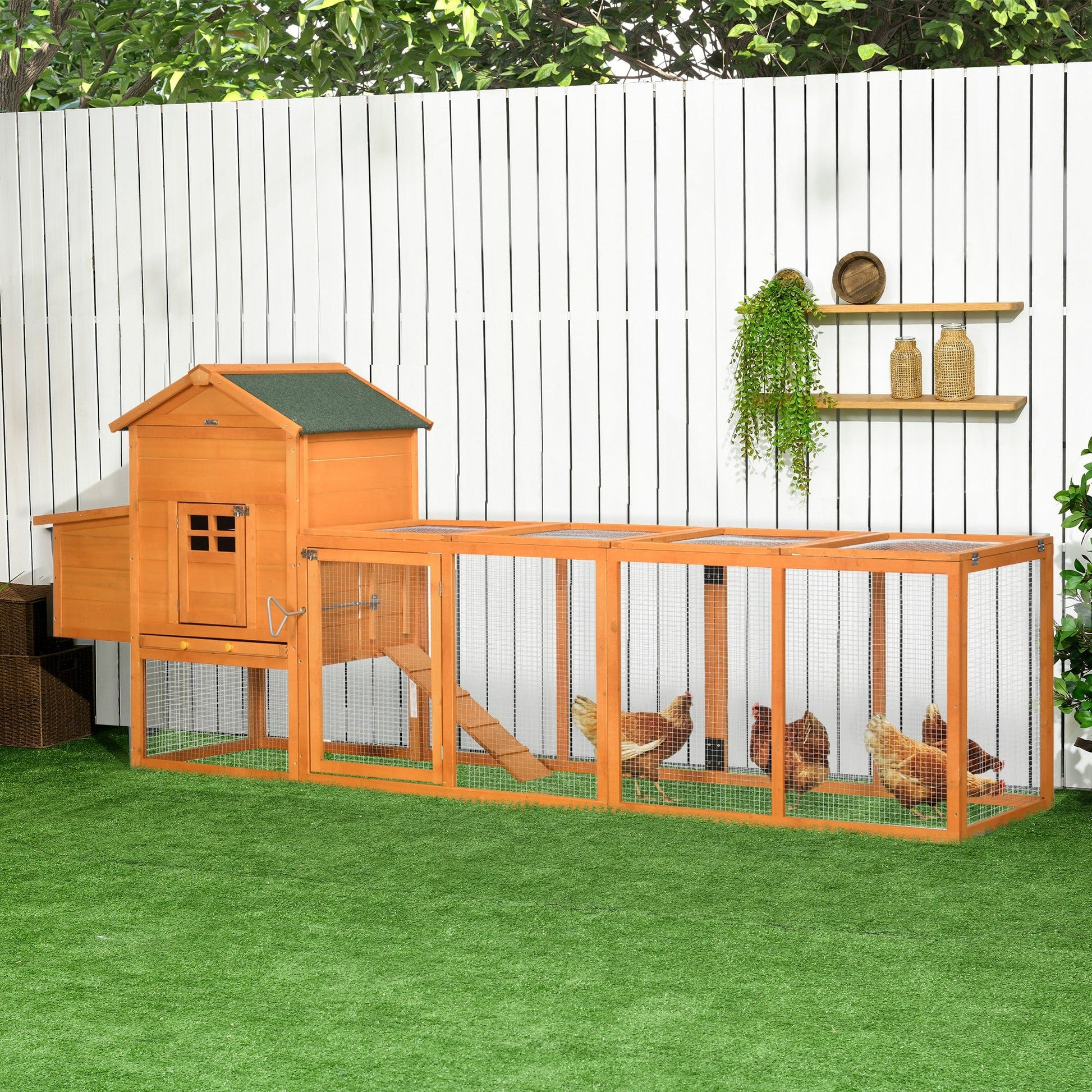 KFX-1047485 Extra Large Orange Chicken Coop with Removable Tray and Nesting Box for 3-6 Chickens