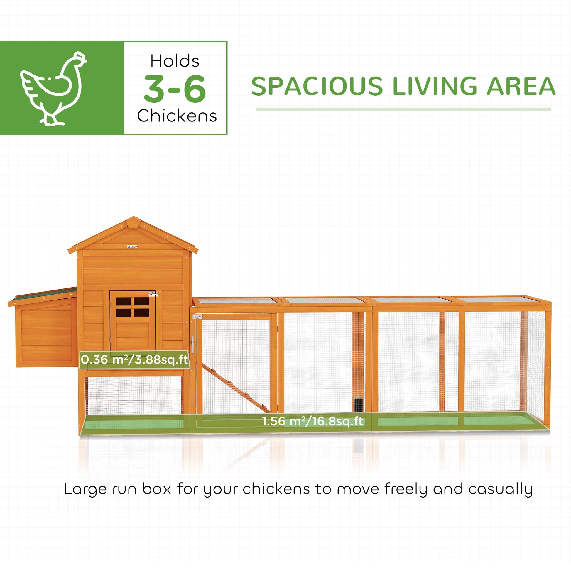 KFX-1047485 Extra Large Orange Chicken Coop with Removable Tray and Nesting Box for 3-6 Chickens