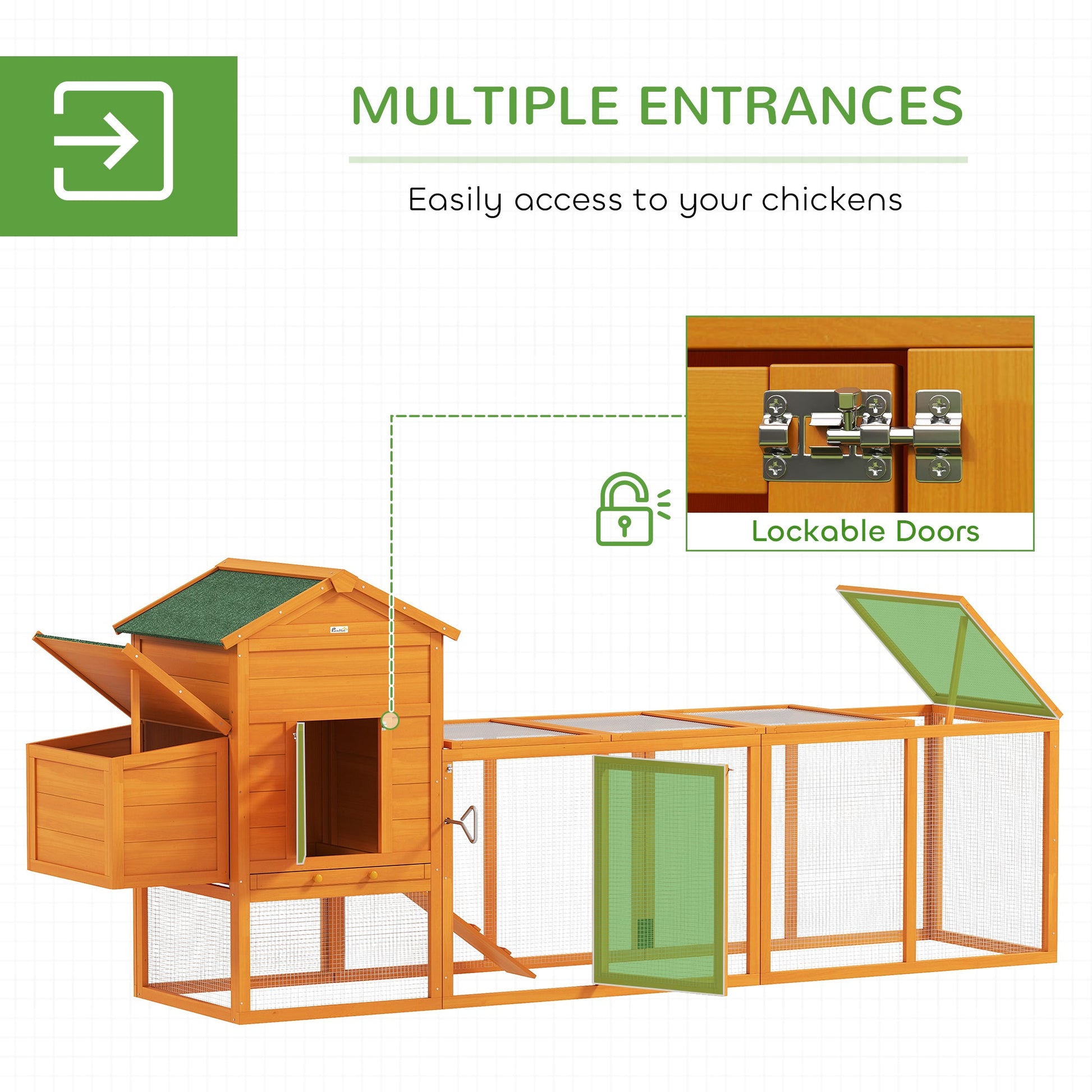 KFX-1047485 Extra Large Orange Chicken Coop with Removable Tray and Nesting Box for 3-6 Chickens
