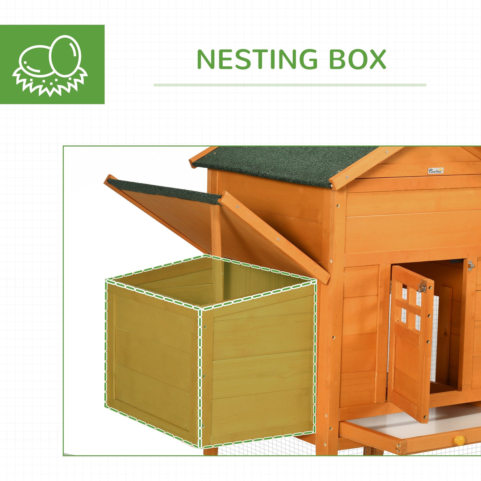 KFX-1047485 Extra Large Orange Chicken Coop with Removable Tray and Nesting Box for 3-6 Chickens