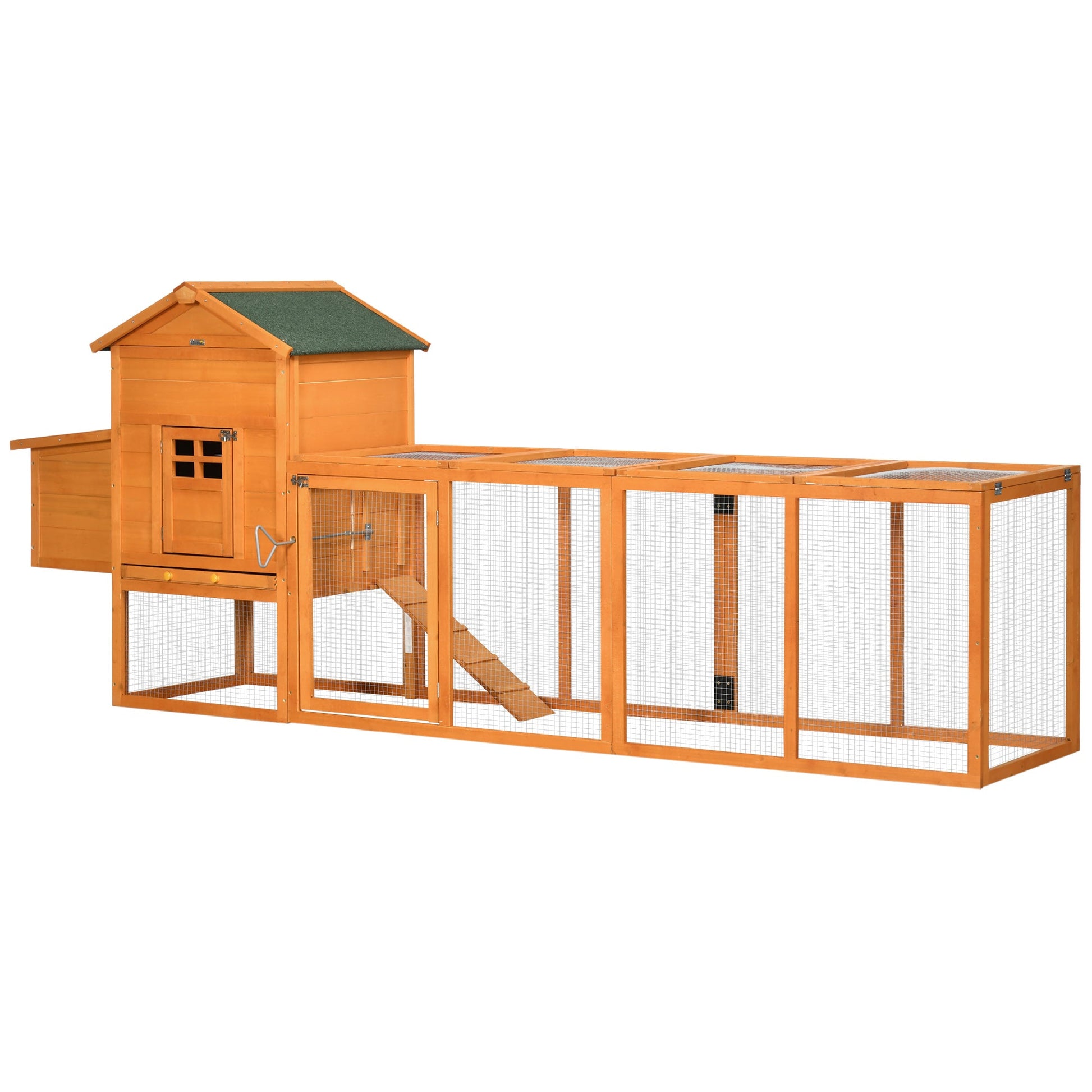 KFX-1047485 Extra Large Orange Chicken Coop with Removable Tray and Nesting Box for 3-6 Chickens