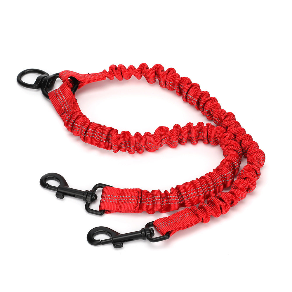 KFX-1047613 Reflective Double Head Strap Dog Leash - Versatile Design for Two Dogs, Various Colors