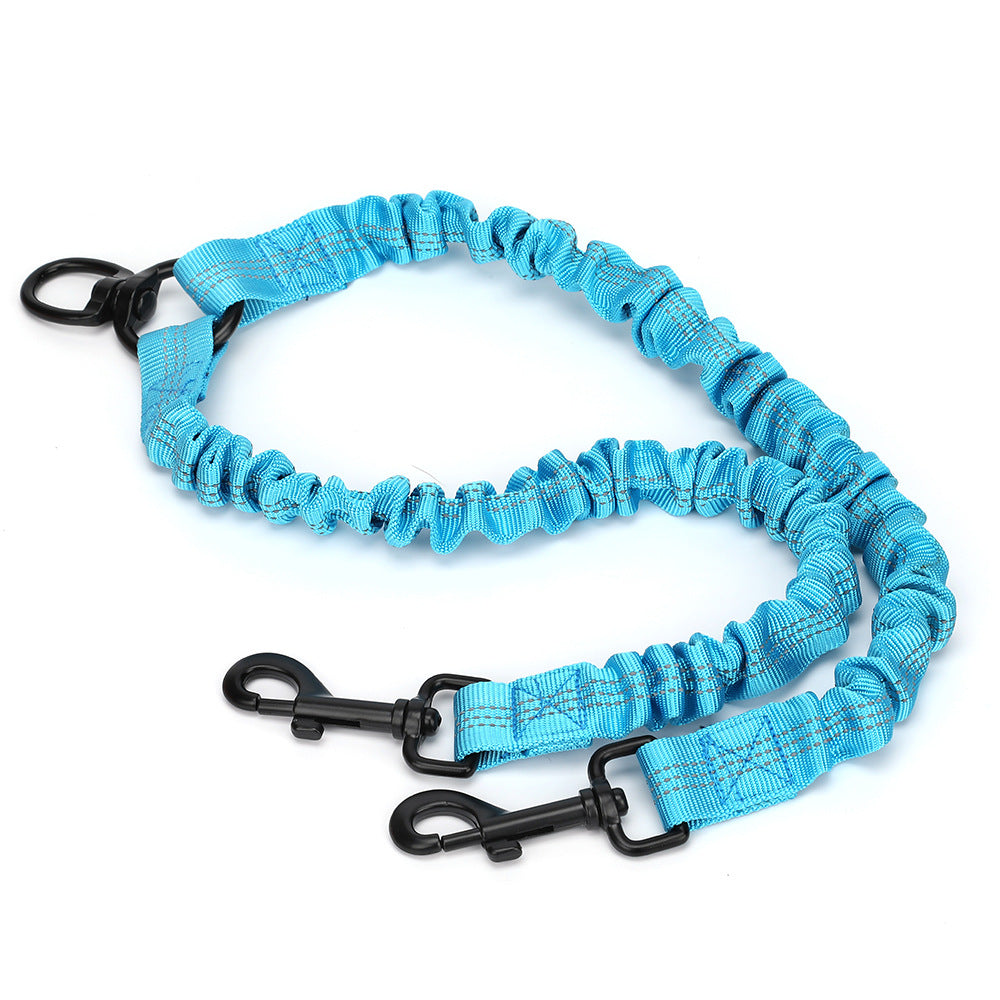 KFX-1047613 Reflective Double Head Strap Dog Leash - Versatile Design for Two Dogs, Various Colors