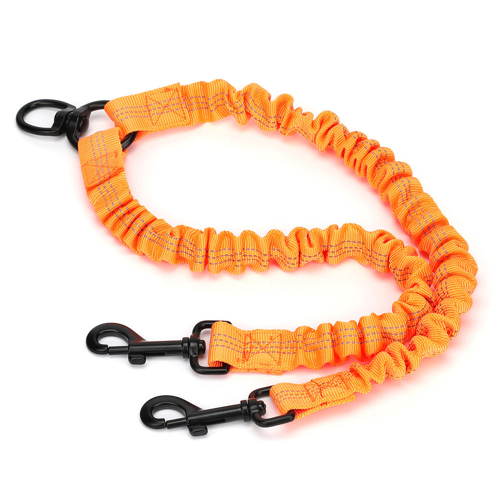 KFX-1047613 Reflective Double Head Strap Dog Leash - Versatile Design for Two Dogs, Various Colors