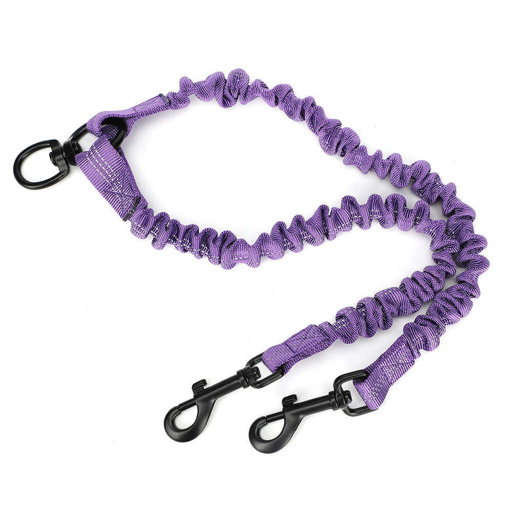 KFX-1047613 Reflective Double Head Strap Dog Leash - Versatile Design for Two Dogs, Various Colors