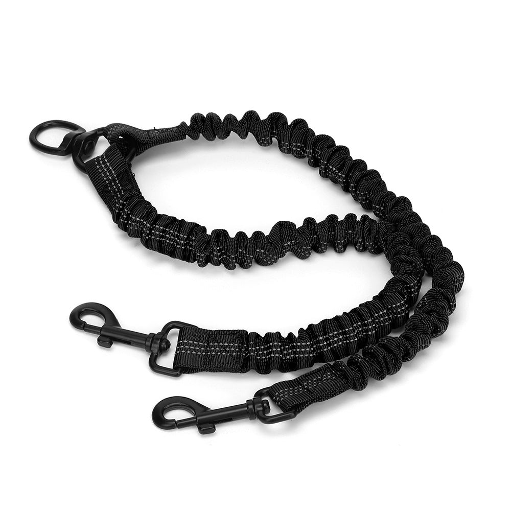 KFX-1047613 Reflective Double Head Strap Dog Leash - Versatile Design for Two Dogs, Various Colors
