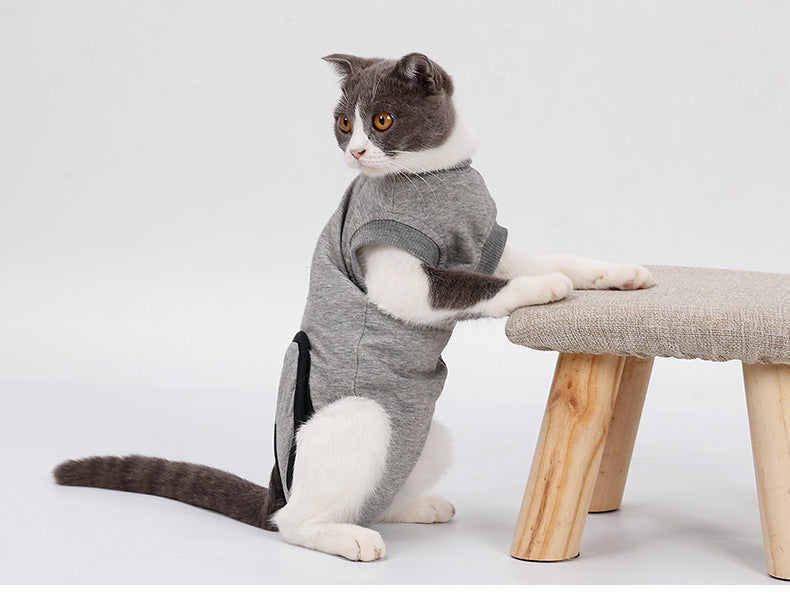 KFX-1047997 Post-Surgery Cat Recovery Suit - Anti-Licking Wound Protection and Comfort for Cats
