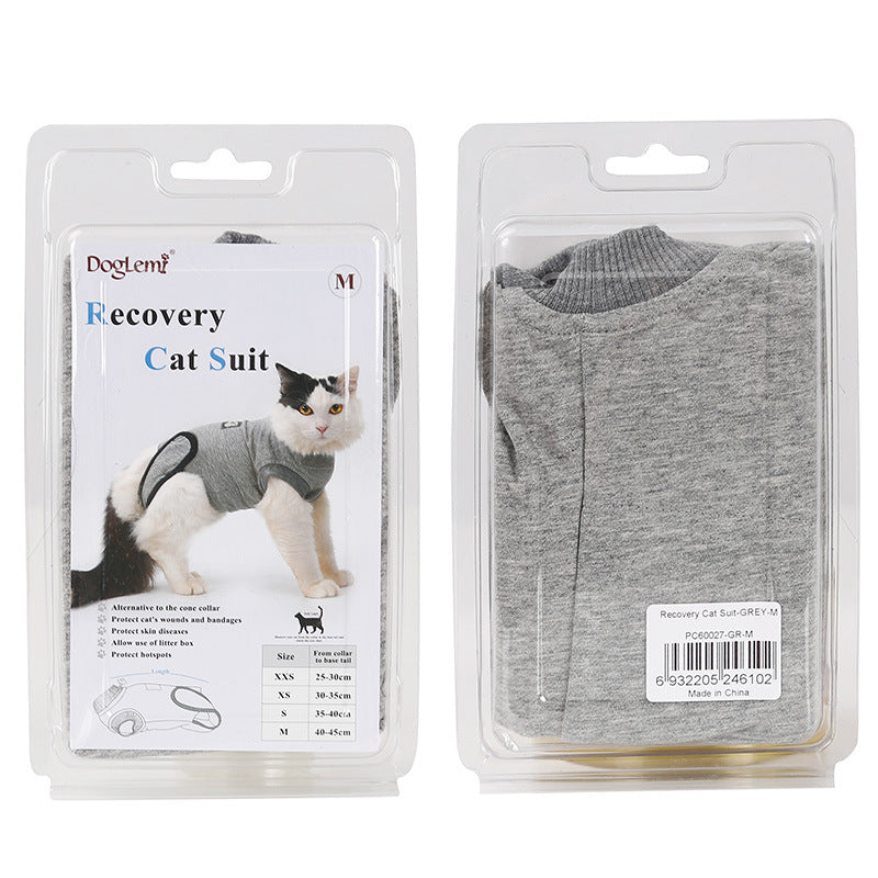 KFX-1047997 Post-Surgery Cat Recovery Suit - Anti-Licking Wound Protection and Comfort for Cats