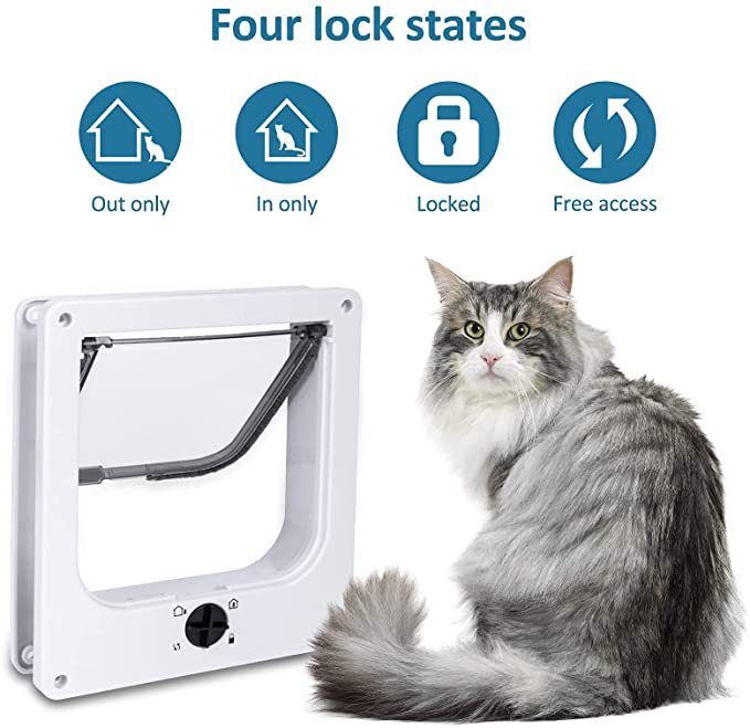 KFX-1049277 Interior Cat and Dog Door with Rotary Lock and Magnetic Closure - Weatherproof, Multiple Sizes Available