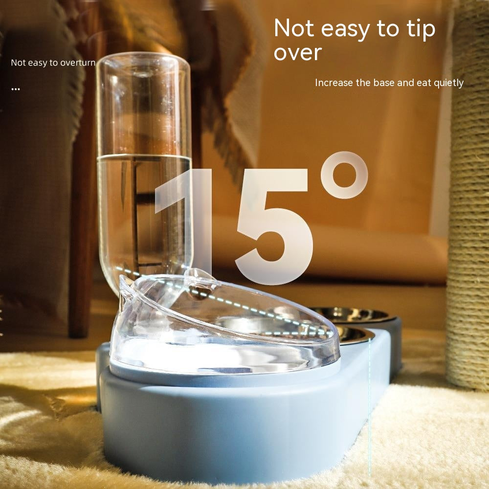 KFX-1049789 Automatic Cat Food and Water Station with Cat Ear Design in Multiple Colors, Ideal for Small to Medium Pets