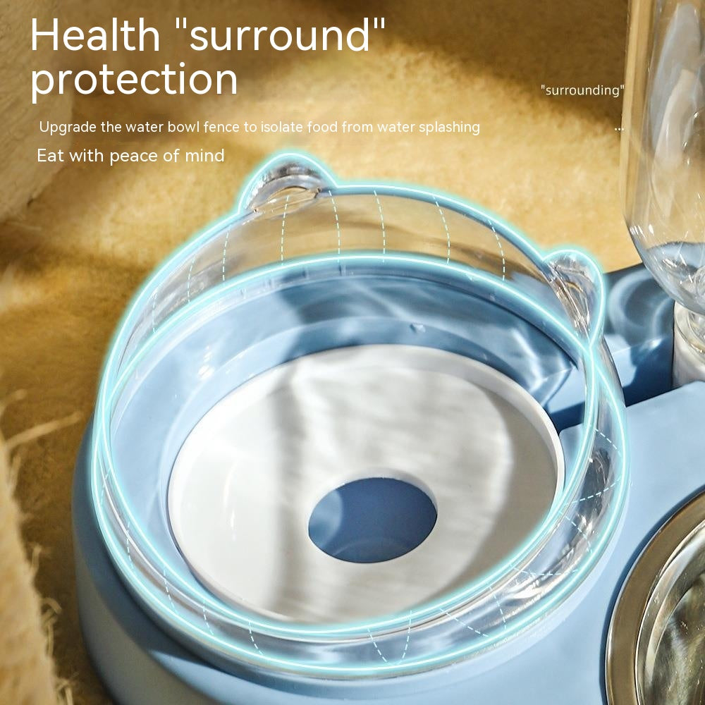 KFX-1049789 Automatic Cat Food and Water Station with Cat Ear Design in Multiple Colors, Ideal for Small to Medium Pets