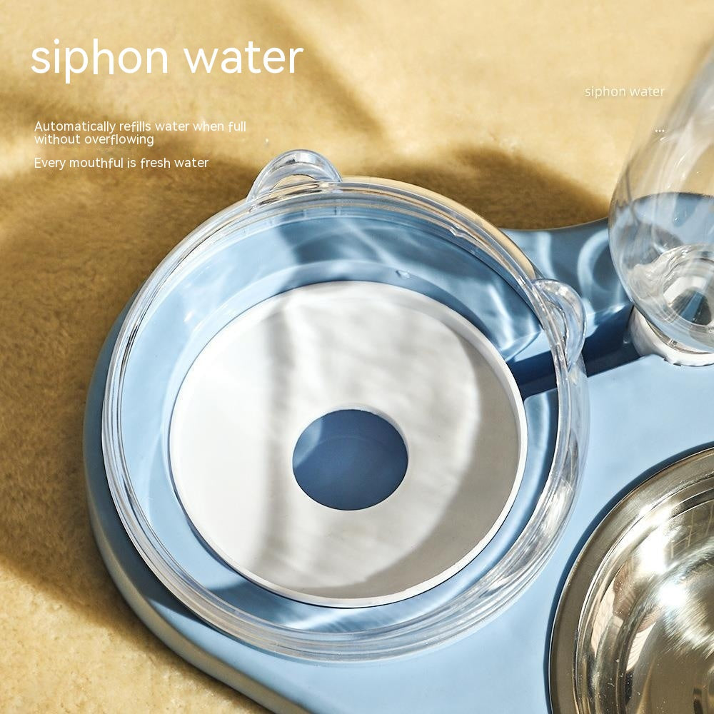 KFX-1049789 Automatic Cat Food and Water Station with Cat Ear Design in Multiple Colors, Ideal for Small to Medium Pets