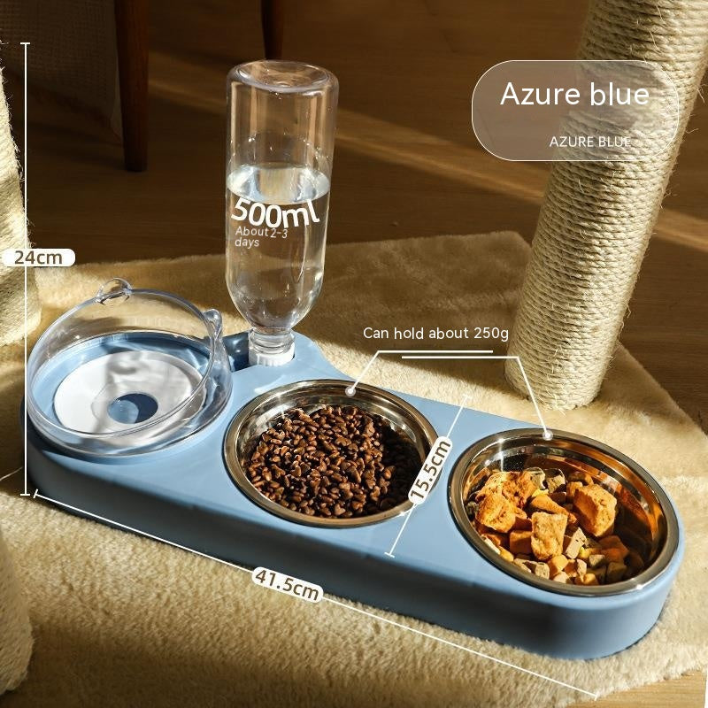 KFX-1049789 Automatic Cat Food and Water Station with Cat Ear Design in Multiple Colors, Ideal for Small to Medium Pets