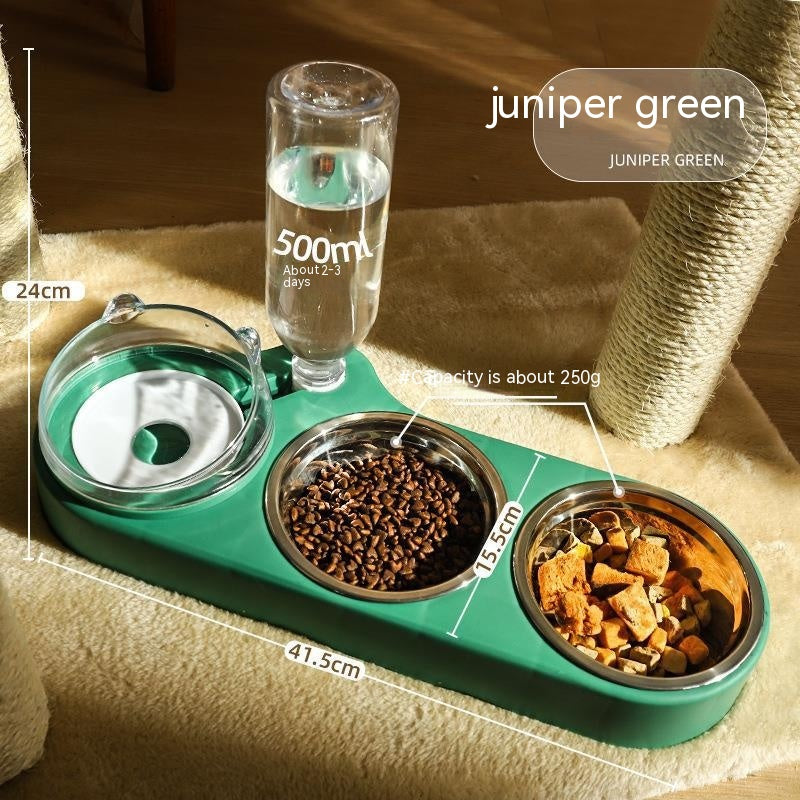 KFX-1049789 Automatic Cat Food and Water Station with Cat Ear Design in Multiple Colors, Ideal for Small to Medium Pets