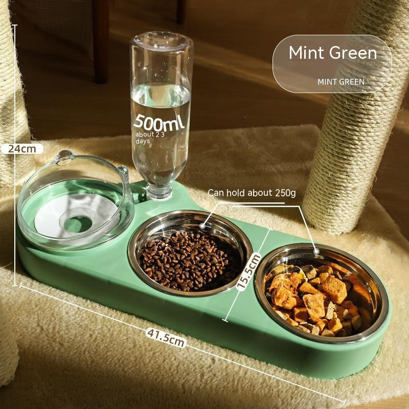 KFX-1049789 Automatic Cat Food and Water Station with Cat Ear Design in Multiple Colors, Ideal for Small to Medium Pets