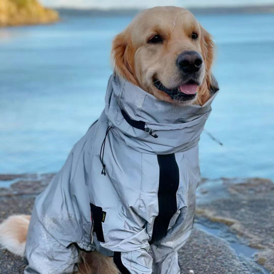 KFX-1051197 Reflective Waterproof Dog Raincoat Poncho - Multiple Sizes Available