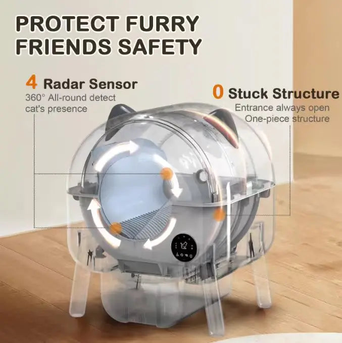 KFX-105299 Extra Large Smart Automatic Cat Litter Box with Eco-friendly Design and Large Capacity for Easy Indoor Cleaning