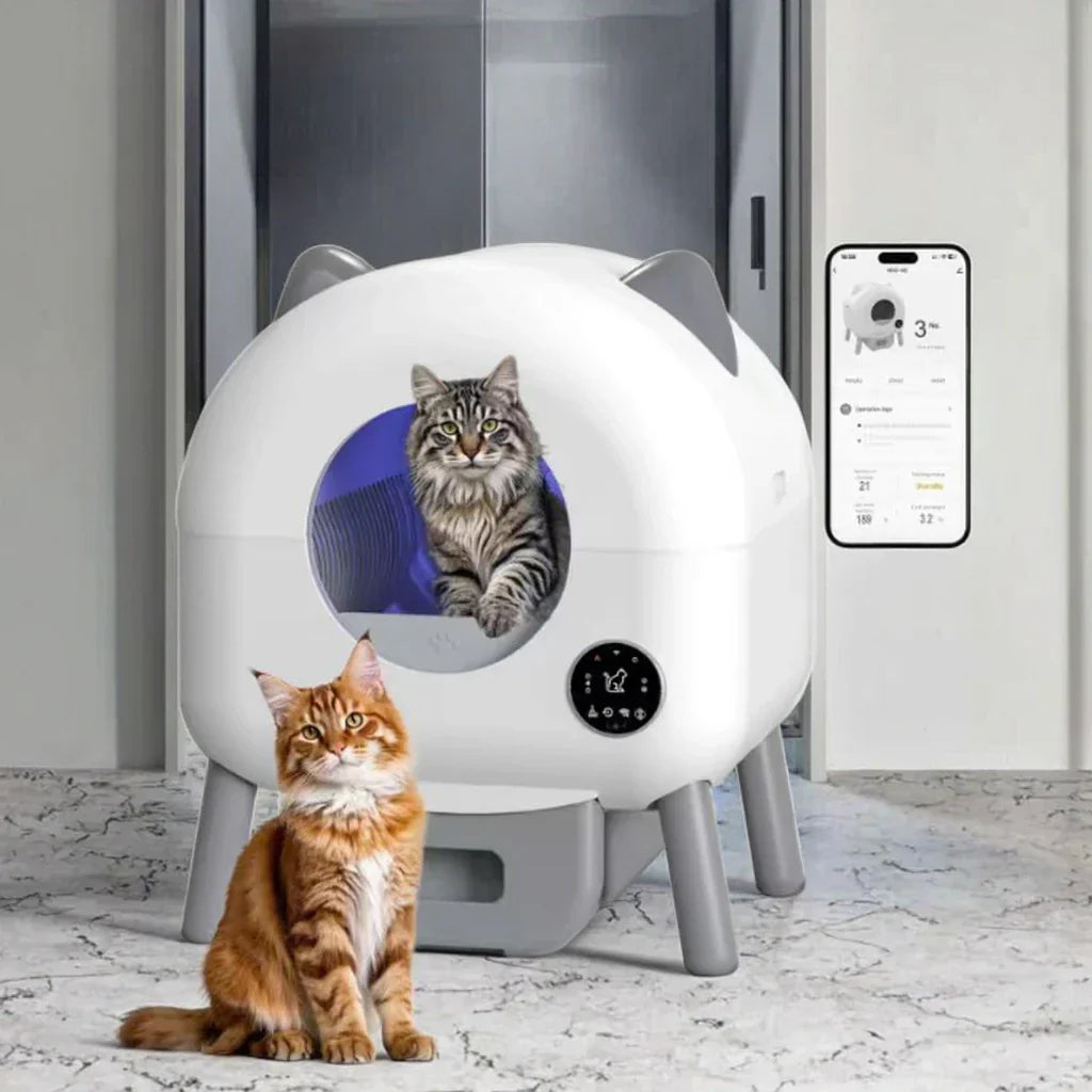 KFX-105299 Extra Large Smart Automatic Cat Litter Box with Eco-friendly Design and Large Capacity for Easy Indoor Cleaning