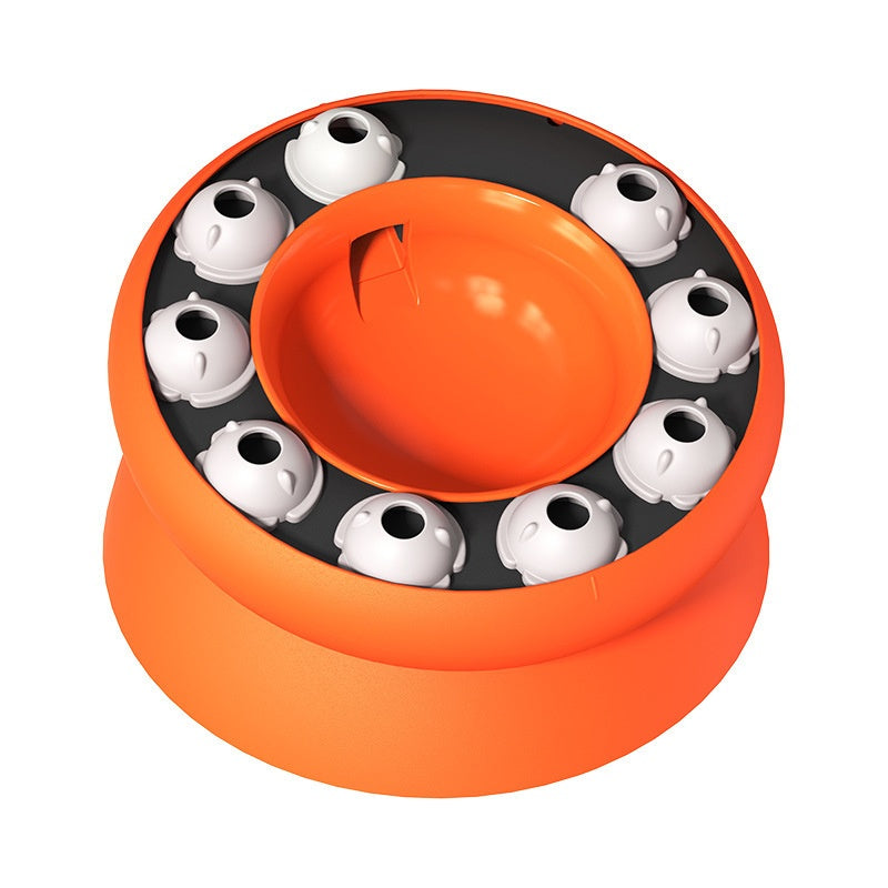 KFX-1055549 Rotating Cat Bowl Puzzle Toy for Fun Feeding - Pink and Orange Plastic