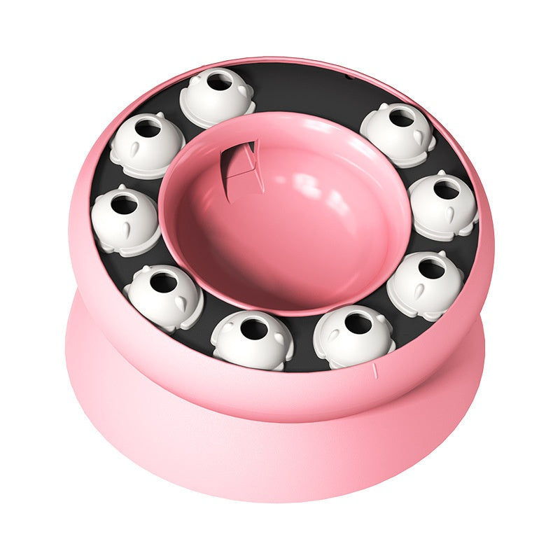 KFX-1055549 Rotating Cat Bowl Puzzle Toy for Fun Feeding - Pink and Orange Plastic