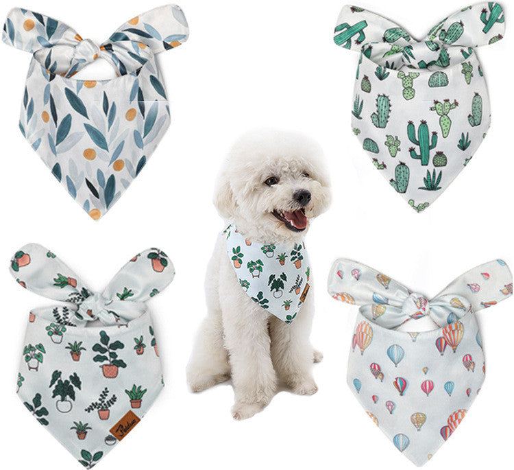 KFX-1056957 Summer Floral Pattern Dog Scarf and Saliva Towel in Various Colors
