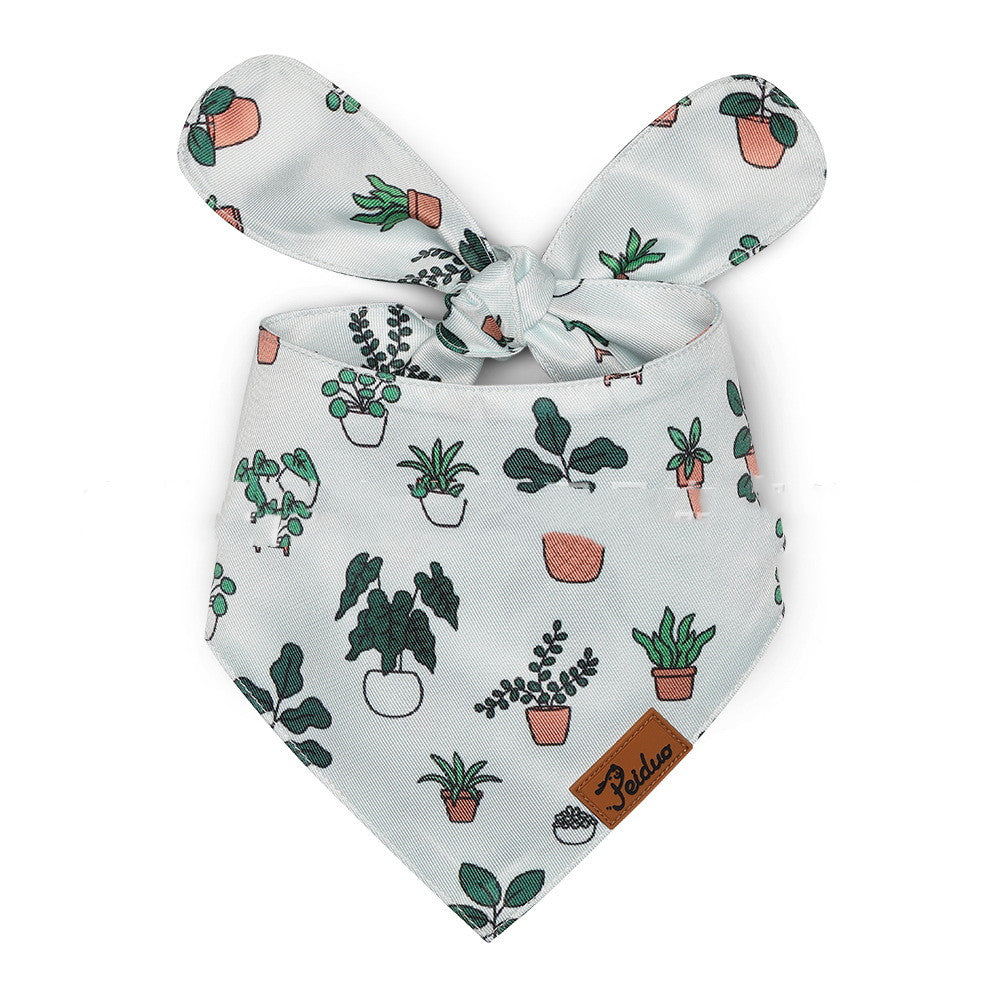 KFX-1056957 Summer Floral Pattern Dog Scarf and Saliva Towel in Various Colors