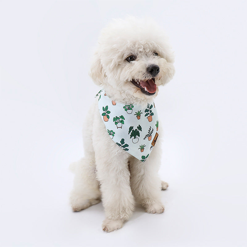 KFX-1056957 Summer Floral Pattern Dog Scarf and Saliva Towel in Various Colors
