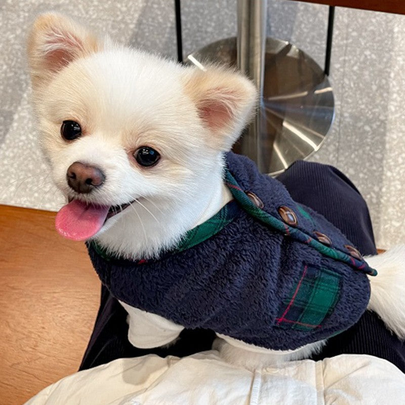 KFX-1057725 Christmas Scarf for Pets in White and Navy Blue - Coral Fleece Available in XS to 2XL