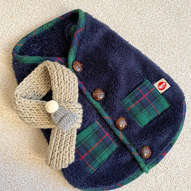 KFX-1057725 Christmas Scarf for Pets in White and Navy Blue - Coral Fleece Available in XS to 2XL