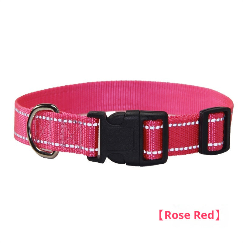 KFX-1059133 Reflective Striped Dog Collar with Outdoor Rope - Multiple Colors Available