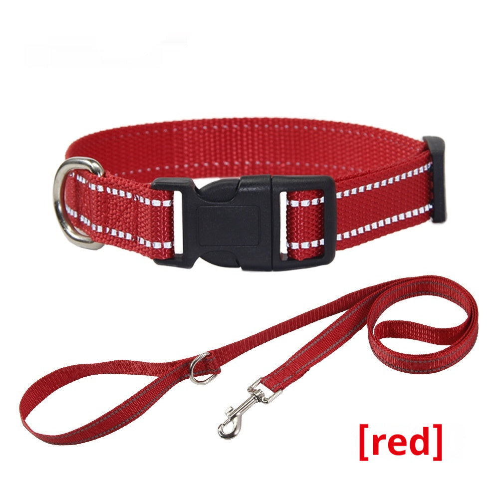 KFX-1059133 Reflective Striped Dog Collar with Outdoor Rope - Multiple Colors Available